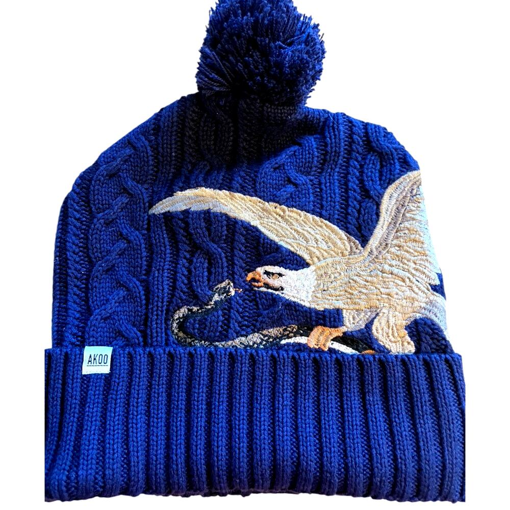 AKOO Eagle Vs Snake Beanie Knit Streetwear T.I. Brand Patch Embroidered Cap Hat